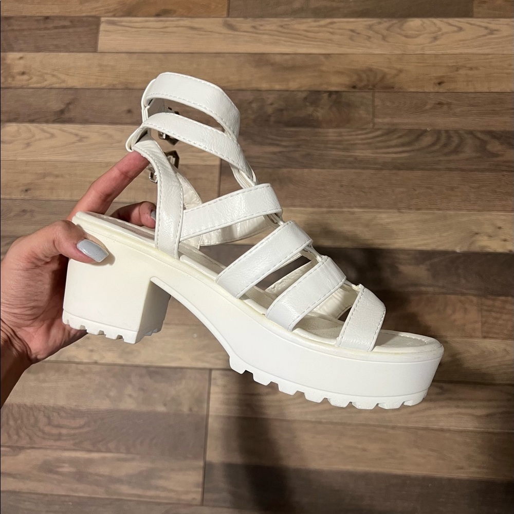 White Strappy Platform Heels